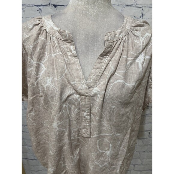 NWT ZAC & RACHEL Women Plus Size Split Neck Short Sleeve Linen Blend Blouse 3X - Picture 2 of 9